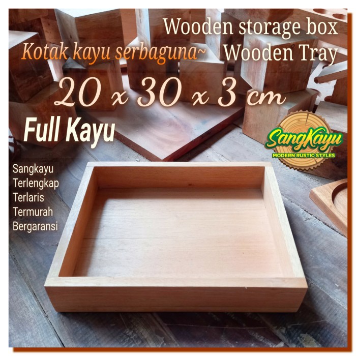 Kotak kayu 20x30x3cm full kayu nampan kayu kotak seserahan hantaran