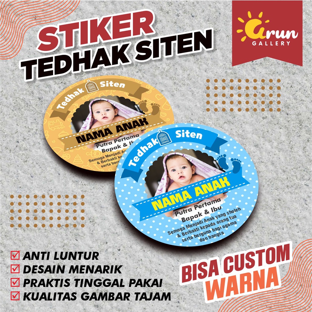 Jual STIKER TEDHAK SITEN STIKER SYUKURAN ANAK STIKER LAHIRAN KARTU NAMA ...