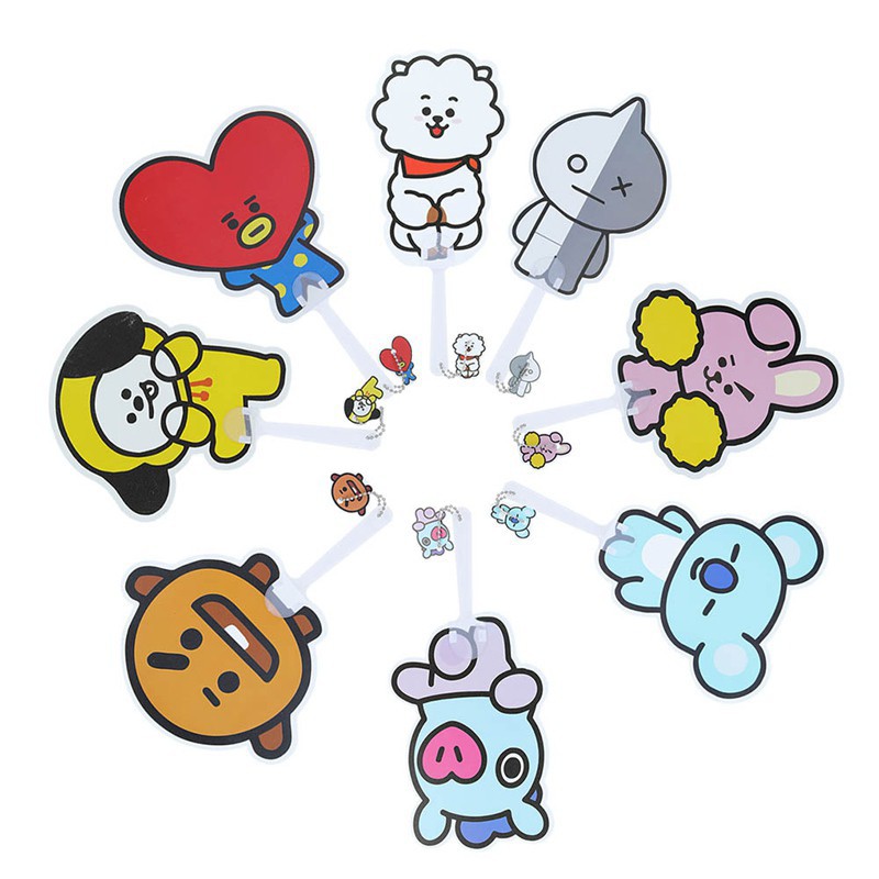 Nice 1Pc Kpop BTS bt21 Kipas Kartun Lucu Mini Genggam 