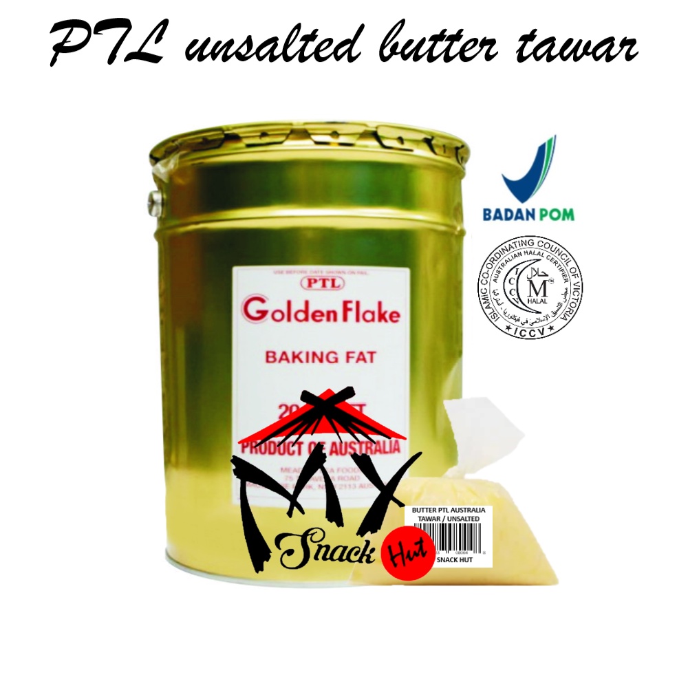 PTL AUSTRALIA BUTTER 100GR - GOLDEN FLAKE FLAKES UNSALTED BAKING FAT ROMBUTER ROOMBUTTER MENTEGA MERTEGO TAWAR HALAL