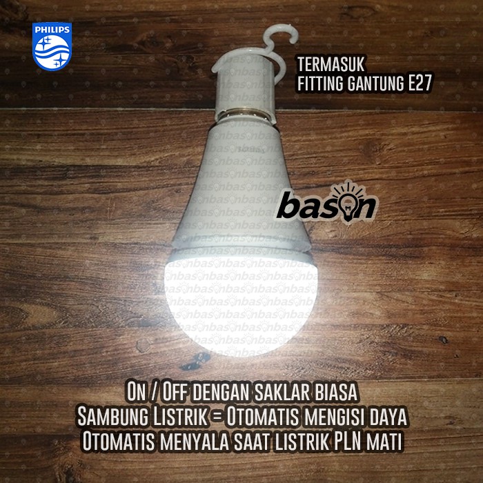 PHILIPS Rechargeable LED Bulb 7.5W 6500K E27 - Bohlam Lampu Emergency