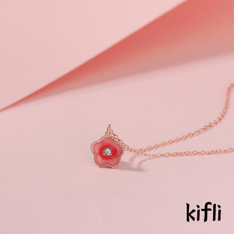 Kalung Rantai Klavikula Desain Peach Blossom Untuk Wanita