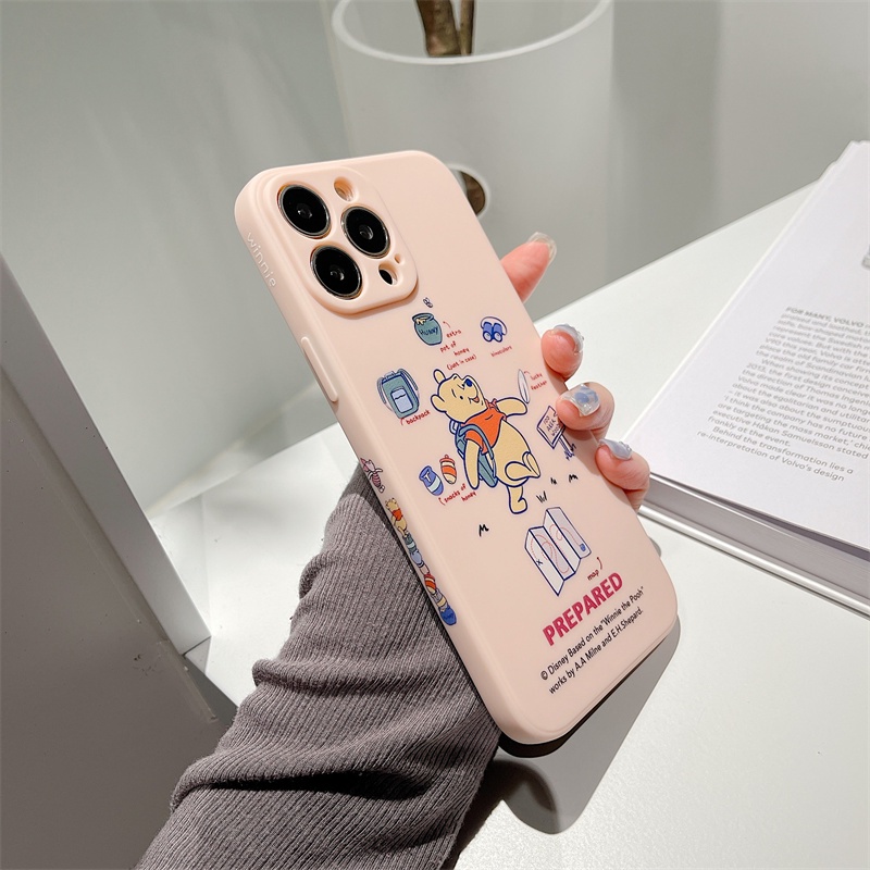 Cute Winnie the Pooh case iphone 11 pro max 12 13 pro max Xs max XR 7/8 plus se2020 Fun Side Pattern All Inclusive Shockproof Silicone Soft Case Cover