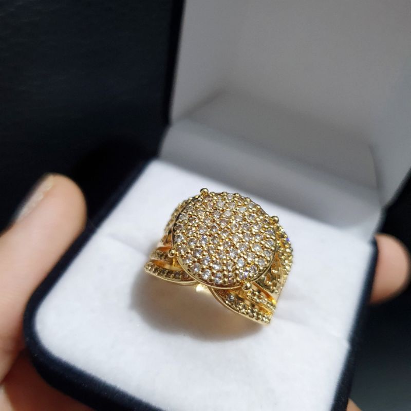 Cincin Zircon Lapis Emas Premium Quality Anti karat anti alergi Ring zircone mata kilau 021