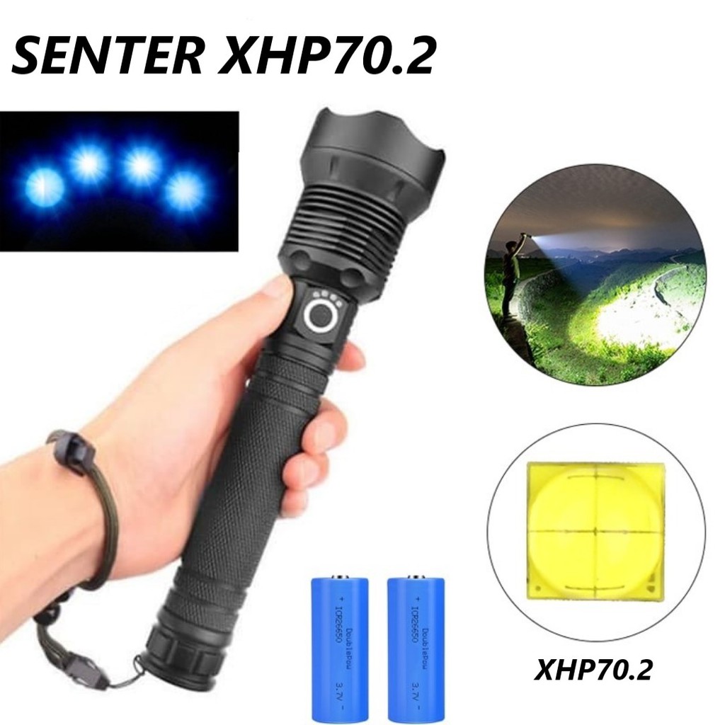 Senter LED Rechargeable XML P70 XHP70 50W 10000 Lumens | Shopee Indonesia