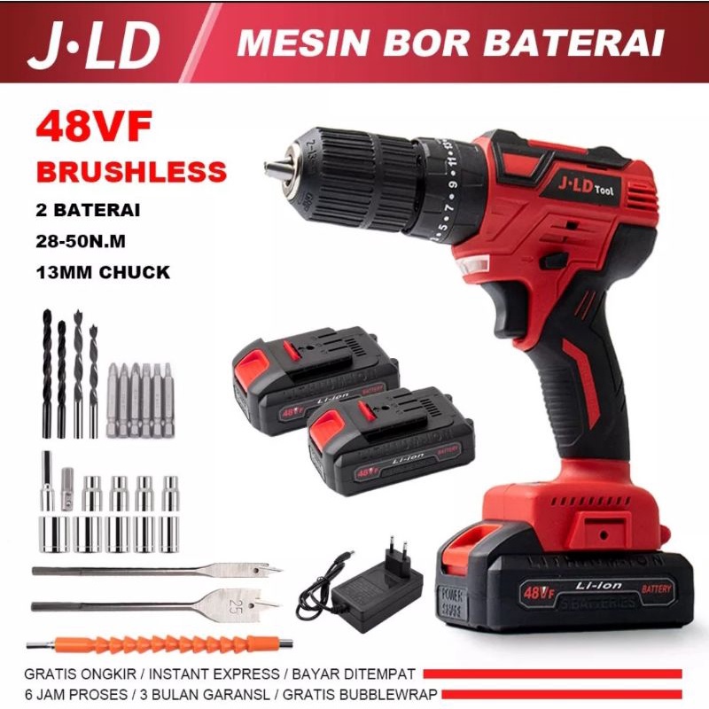 PROMO COD CANGGIH CORDLESS DRILL JLD 48V MESIN BOR BETON BATERAI 48V JLD TOOL