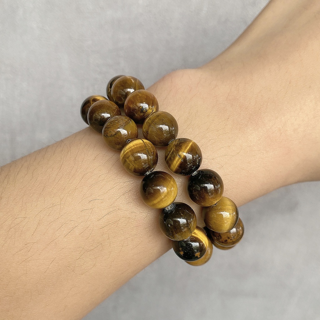 Manik-manik Batu Tiger Eye Kuning Alami Bentuk Bulat Ukuran 4 / 6 / 8 / 10 / 12mm Untuk Membuat Perhiasan Kalung Gelang