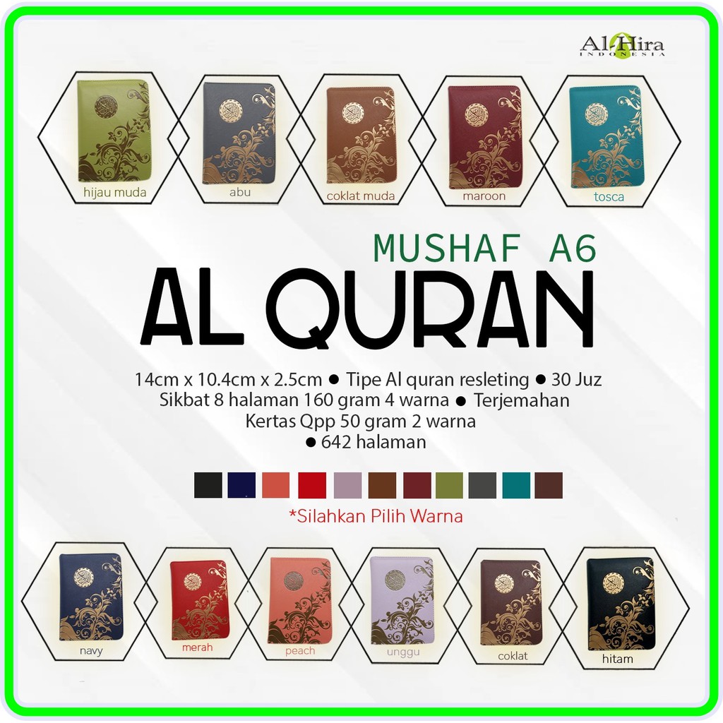 Promo Mushaf Alquran Al Mubarak Al-Quran Saku A6 Terjemahan Alquran Resleting A6/2W Terbaru