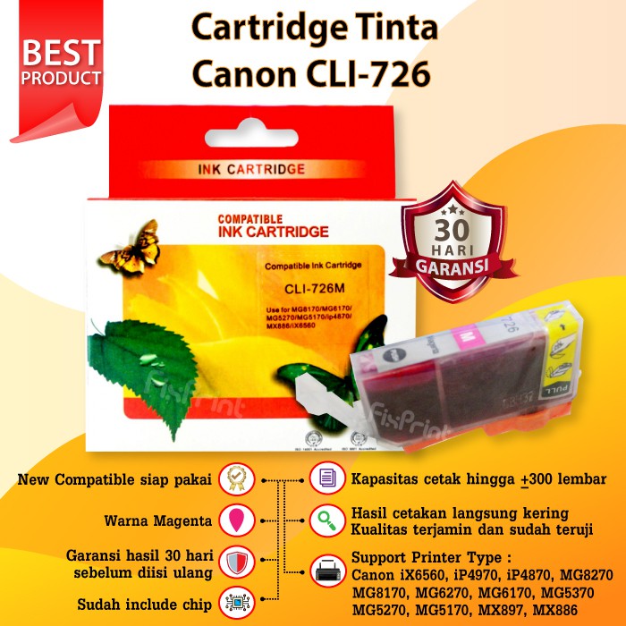 Cartridge Tinta Canon PGI 725 Black CLI 726 Color PGBK CLI-726 Printer iX6560 iP4870 MG5170 MX886