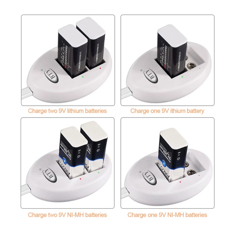 TK Mini Dual Toy Battery Charger for 6F22 9V Lithium Ni-MH Ni-CD Battery USB Plug Portable Charger