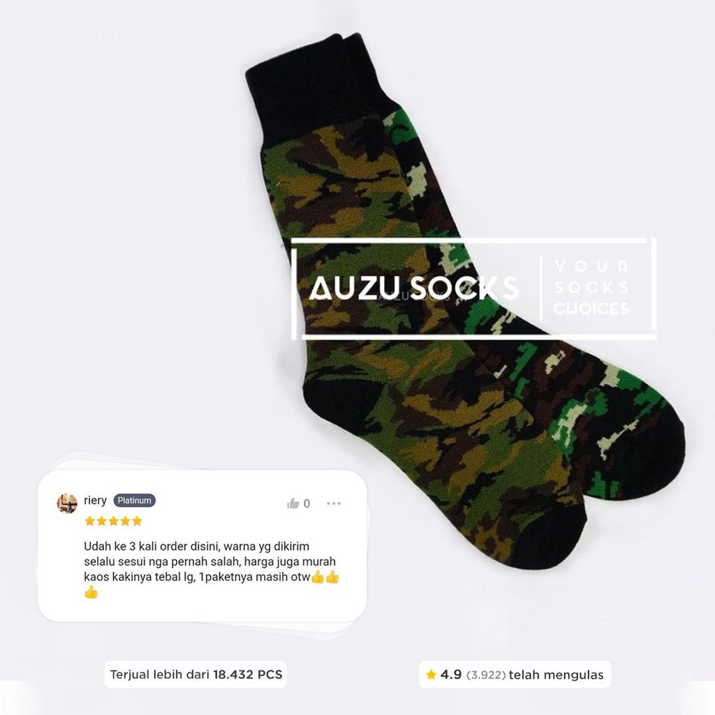 Kaos kaki tebal outdoor PDL tentara polisi militer hiking harpist - Hitam hijau kamuflase / loreng-4