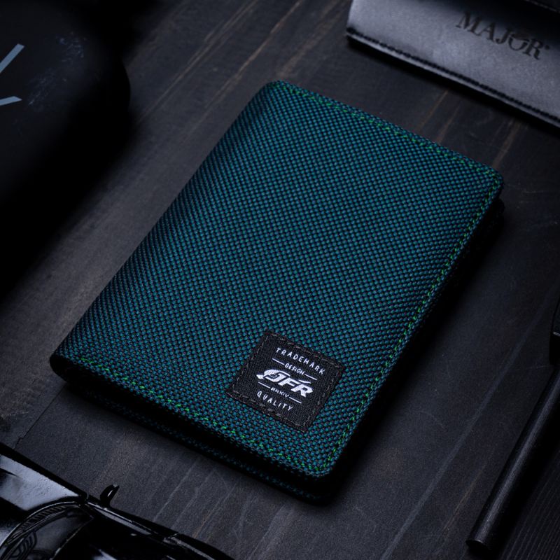Dompet Pria Branded Bahan Kulit Kain Canvas Kanvas Free Box Exclusive JFR JP11-GREEN
