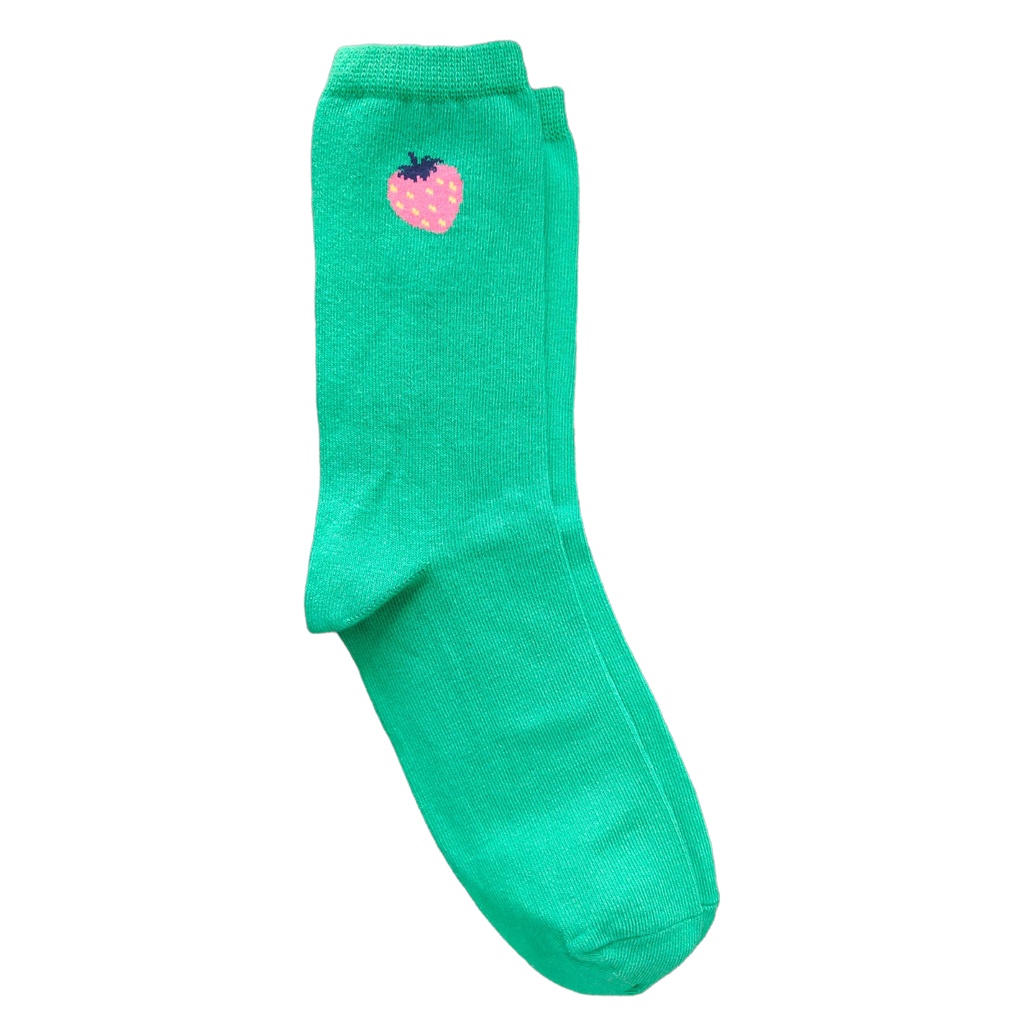 Kaos Kaki Motif Lucu-Lucu / Buah / Snack / Christmas / Snoopy / Leopard BEBAS PILIH (EXPT)-E46 Strawberry Green