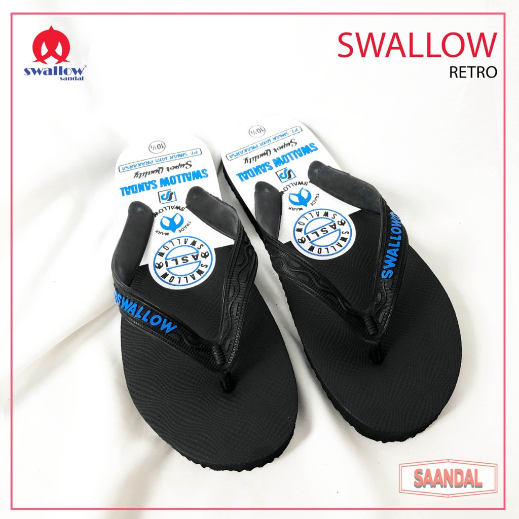 Sandal Jepit Swallow Hitam Retro Pria Wanita tidak licin(BISA SATUAN)