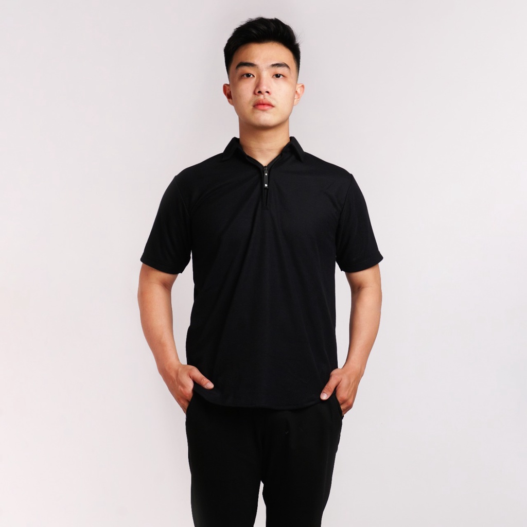 Kaos Kerah Polo Shirt Pria Polos Lengan Pendek Original Broguy - Hitam