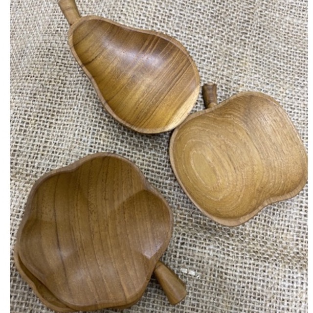 Wooden Fruit Shape Small Plate / Piring Sambal Kayu