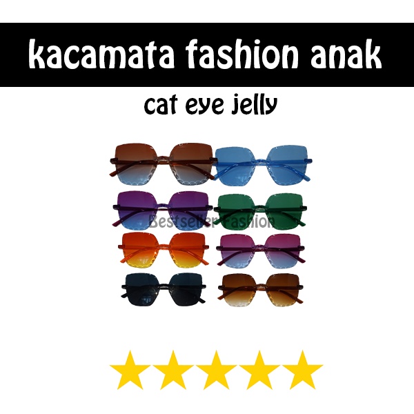 Kacamata New Cat Eye Rimless Sunglasses Korean Fashion Mata Kucing Gradasi Trend Sunglasses/ Kacamata Anak NOCASE