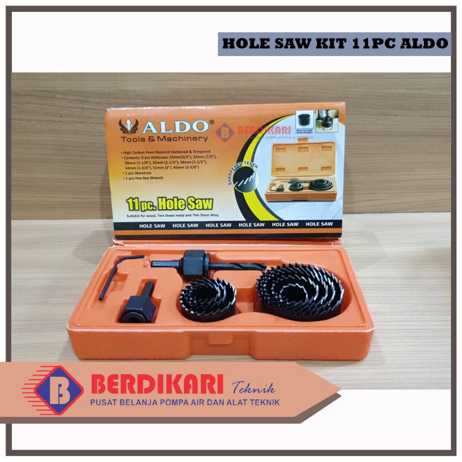 Hole Saw Set 11 pcs ALDO Mata Bor Kit Pelubang Kayu Holesaw