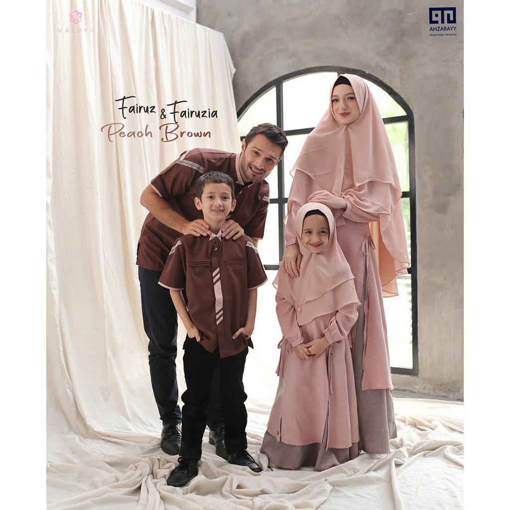 {erleenstore_} Family set fairuz dan fairuzia Ahzarayy peach brown