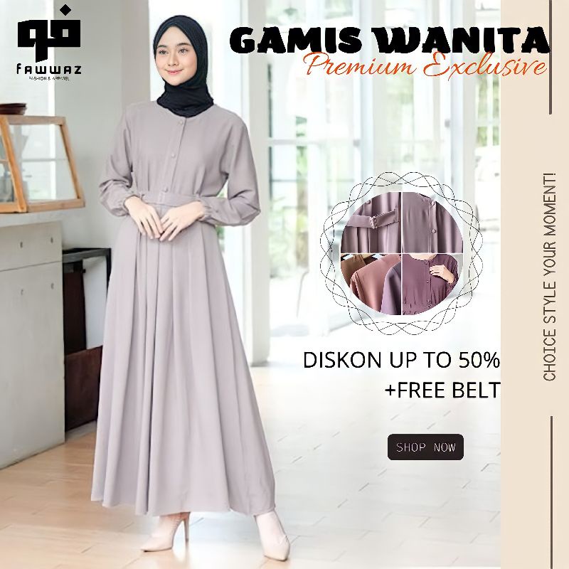 Setelan Baju Gamis Wanita Muslim Fashion Perempuan Dewasa Remaja Cewek Ibu Modern Terbaru Pakaian Se