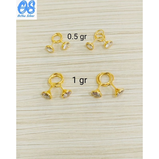 ANTING TOGEH MATA PUTIH PERAK 925 LAPIS MAS 24K