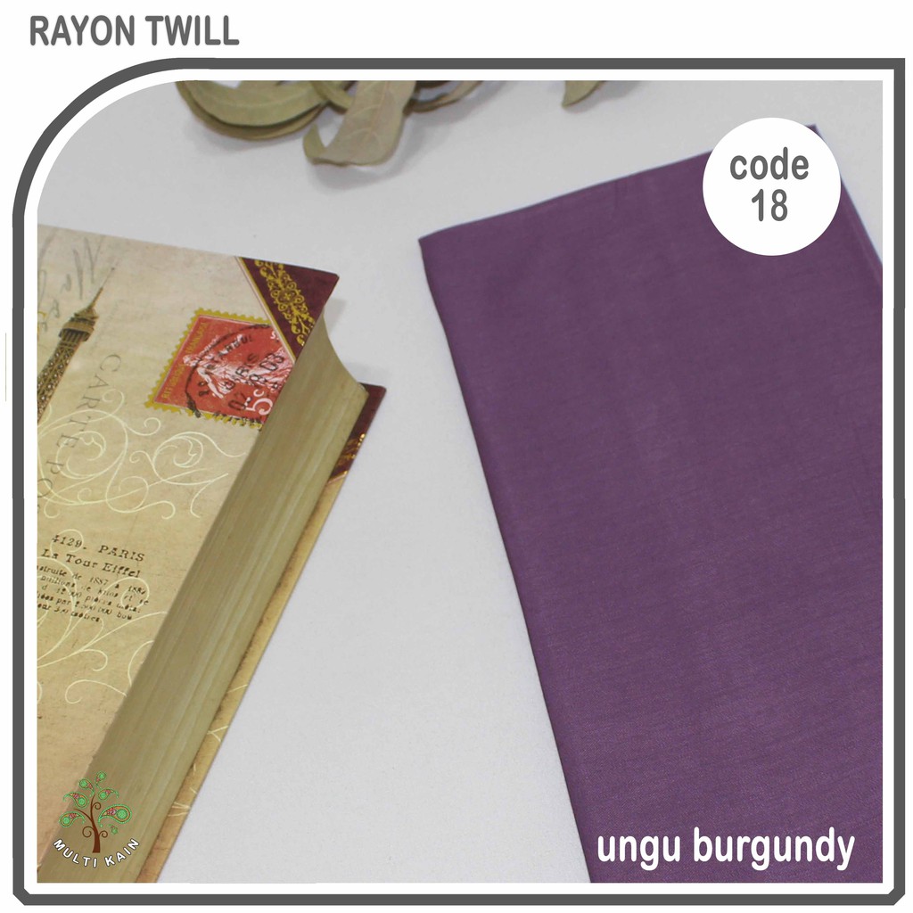 Multi kain rayon twill viscose sakura polos premium quality soft lembut tebal harga eceran-18 ungu burgundy