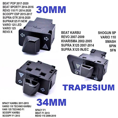 Tombol Saklar Sein Motor dan Hazard Motor Honda 30mm 34mm Trapesium 30