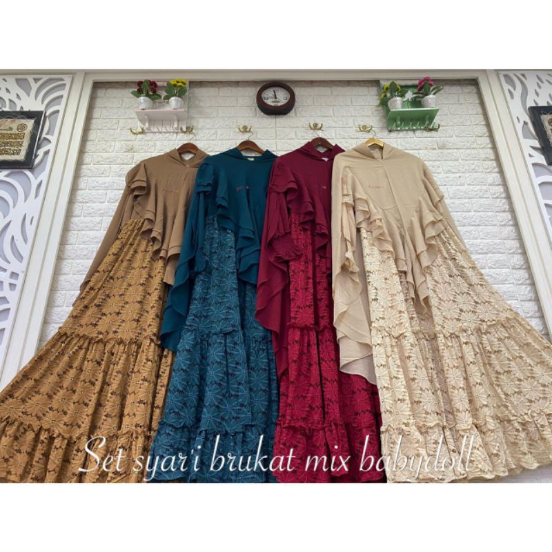 COD GAMIS BRUKAT MIX CERUTY BABYDOLL SET BY.ANNISA SYAR'I