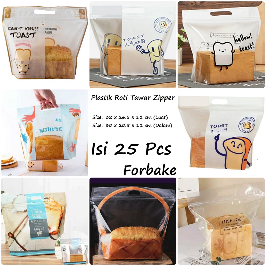 Plastik Kantong Kertas Plastik Roti Tawar Zipper Isi 25 Pcs Toast Bag