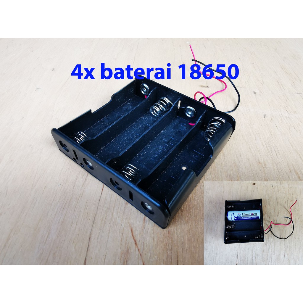 4x 18650 Battery Holder Baterai Case Batere Box Kotak Batre pake kabel