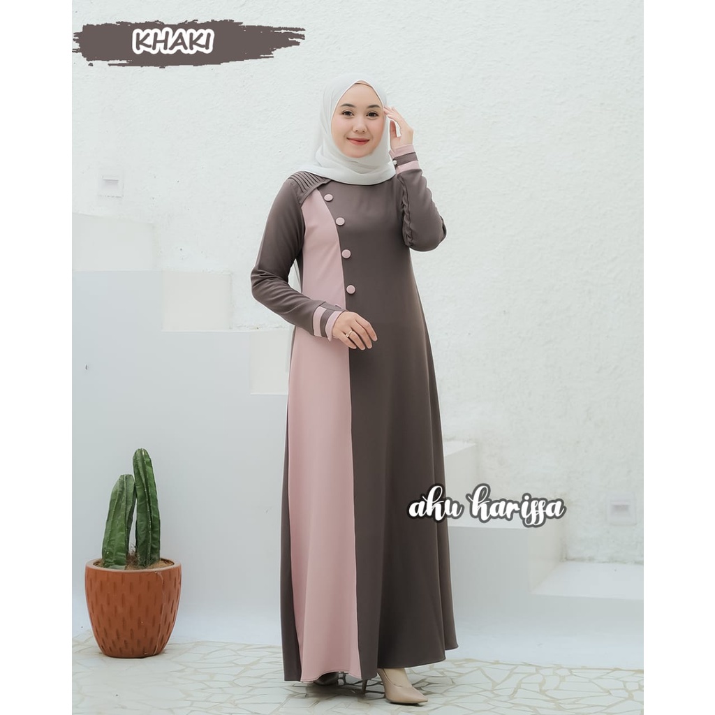 DRESS FAZILA dan HASNA AKU KARISSA ORIGINAL terbaru polos model kancing cantik