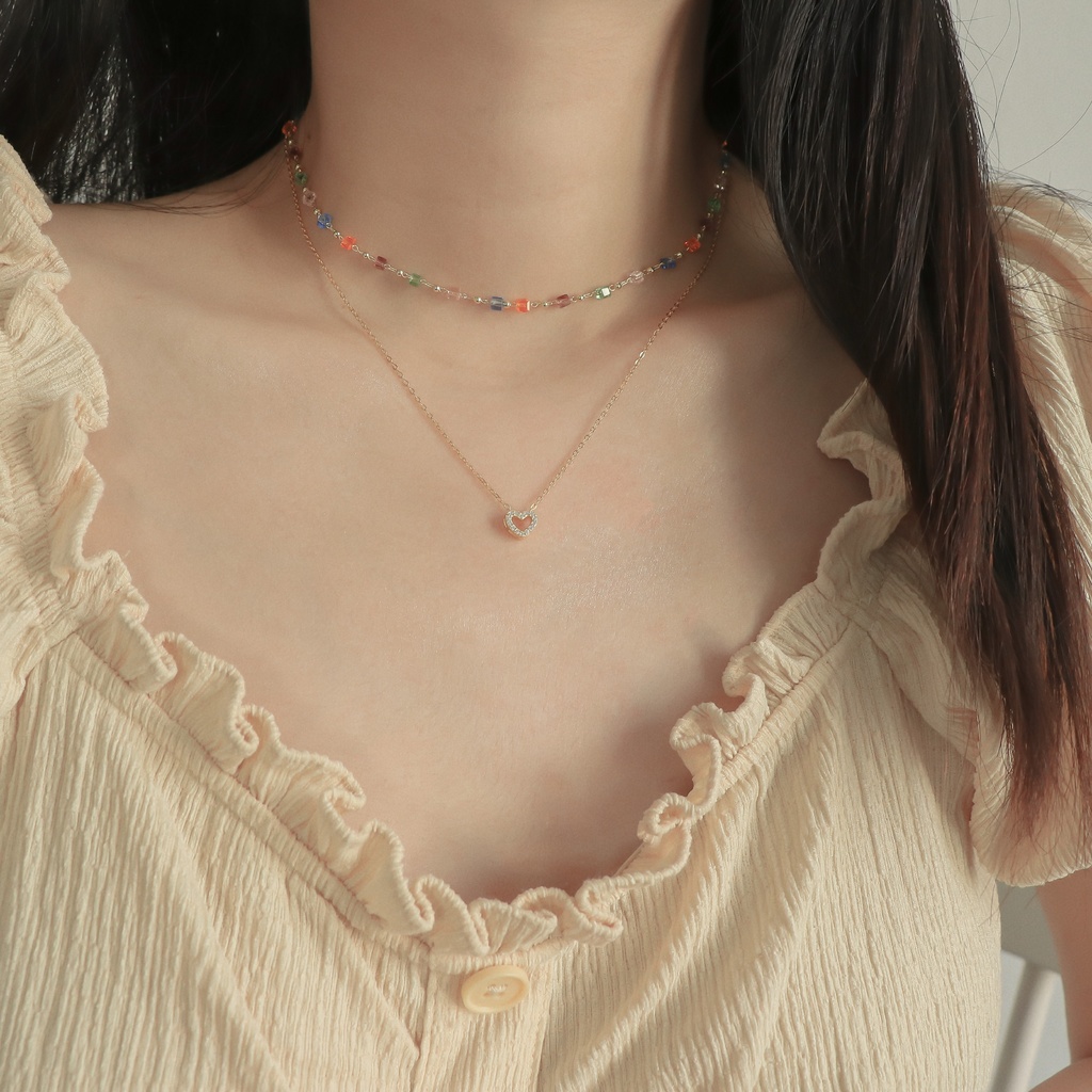 Kalung Choker Kristal Warna Polos Untuk Wanita