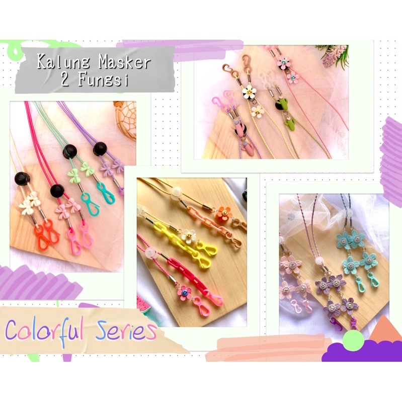 2 Fungsi • Colorful Series | Kalung Masker | Konektor | Tali Masker