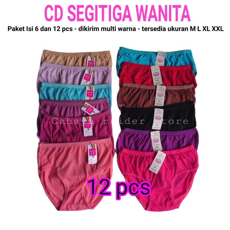 Celana dalam wanita segitiga warna random isi 12 pcs