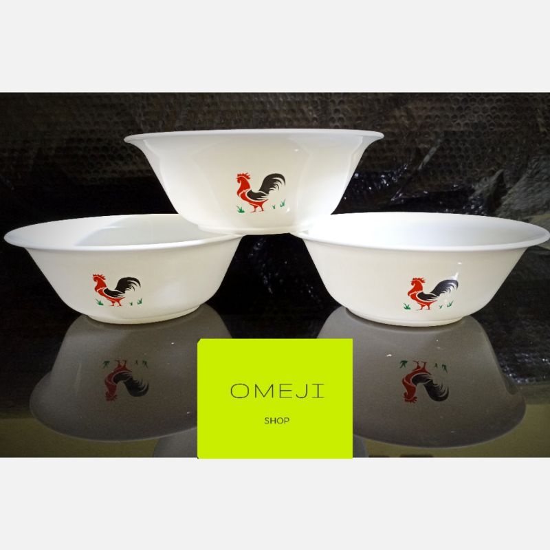 Mangkok Plastik Ayam Jago ( Semi Melamine ) Tebal Dan Mengkilat - Mangkok plastik - mangkok murah - 