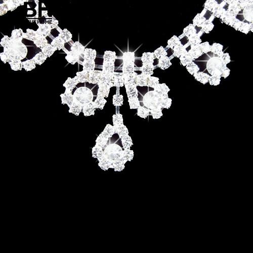 Lady Bridal Pernikahan Engagement Berlian Imitasi Teardrop Kalung Anting Perhiasan Set