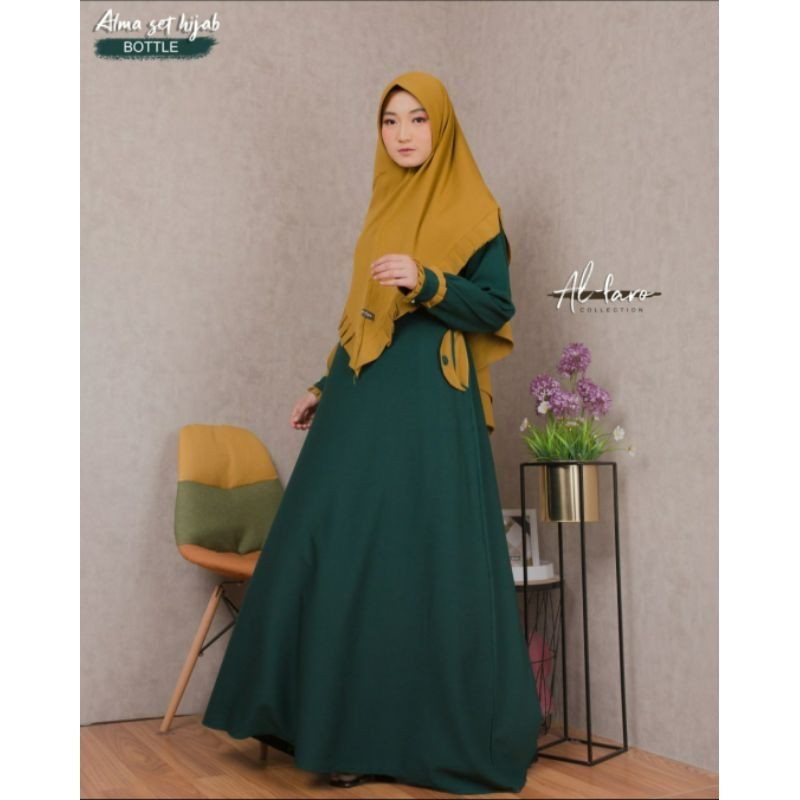 Alma Set Hijab Syar'i Ori Al-Faro Collection Gamis Set Hijab Ori Alfaro