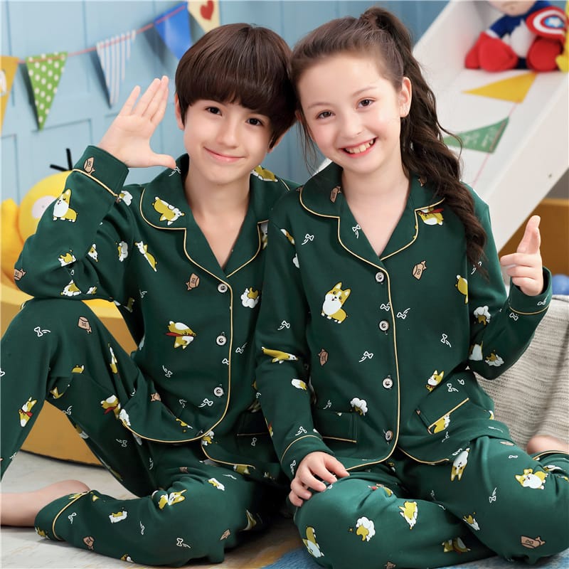 Piyama anak unisex baju tidur perempuan/laki-laki import lengan panjang|lengan pendek/Set pakaian anak anak katun impor premium