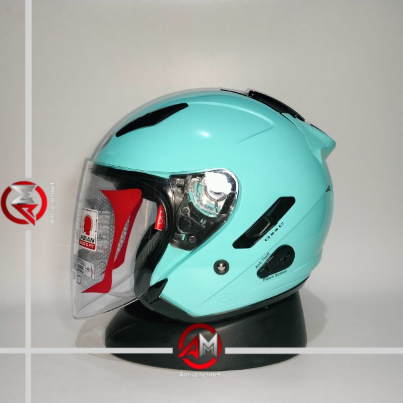 HELM KYT GALAXY FLAT R SOLID AQUA BLUE DOUBLE VISOR KYT HELM GALAXY