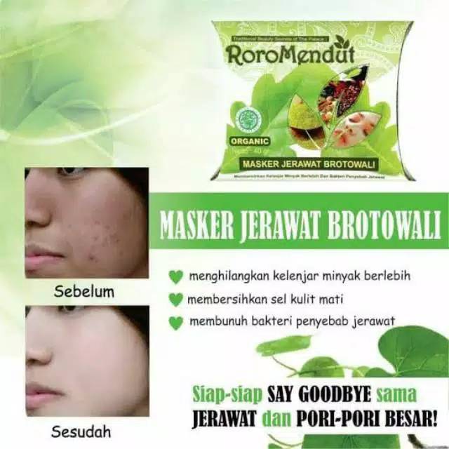 Roro Mendut Lulur Jerawat Brotowali kemasan kecil 20gr/besar 40gr