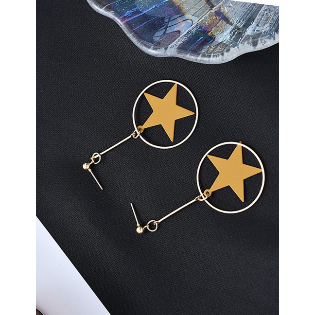 LRC Anting Tusuk Fashion Pentagram Geometric Frosted Earrings D89684