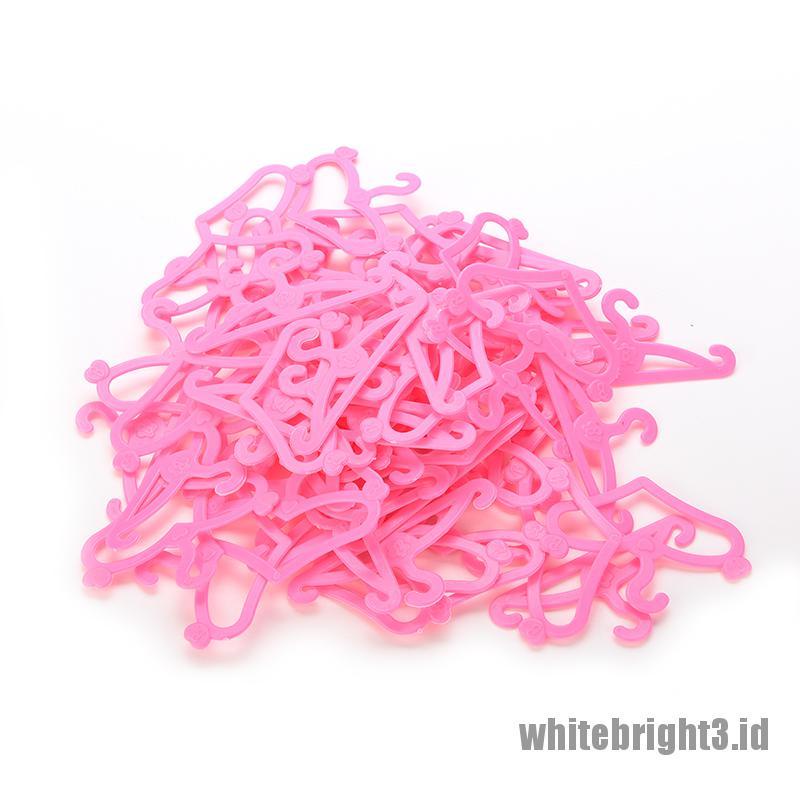 (white3) 50pcs Gantungan Baju Warna Pink Untuk Boneka Barbie