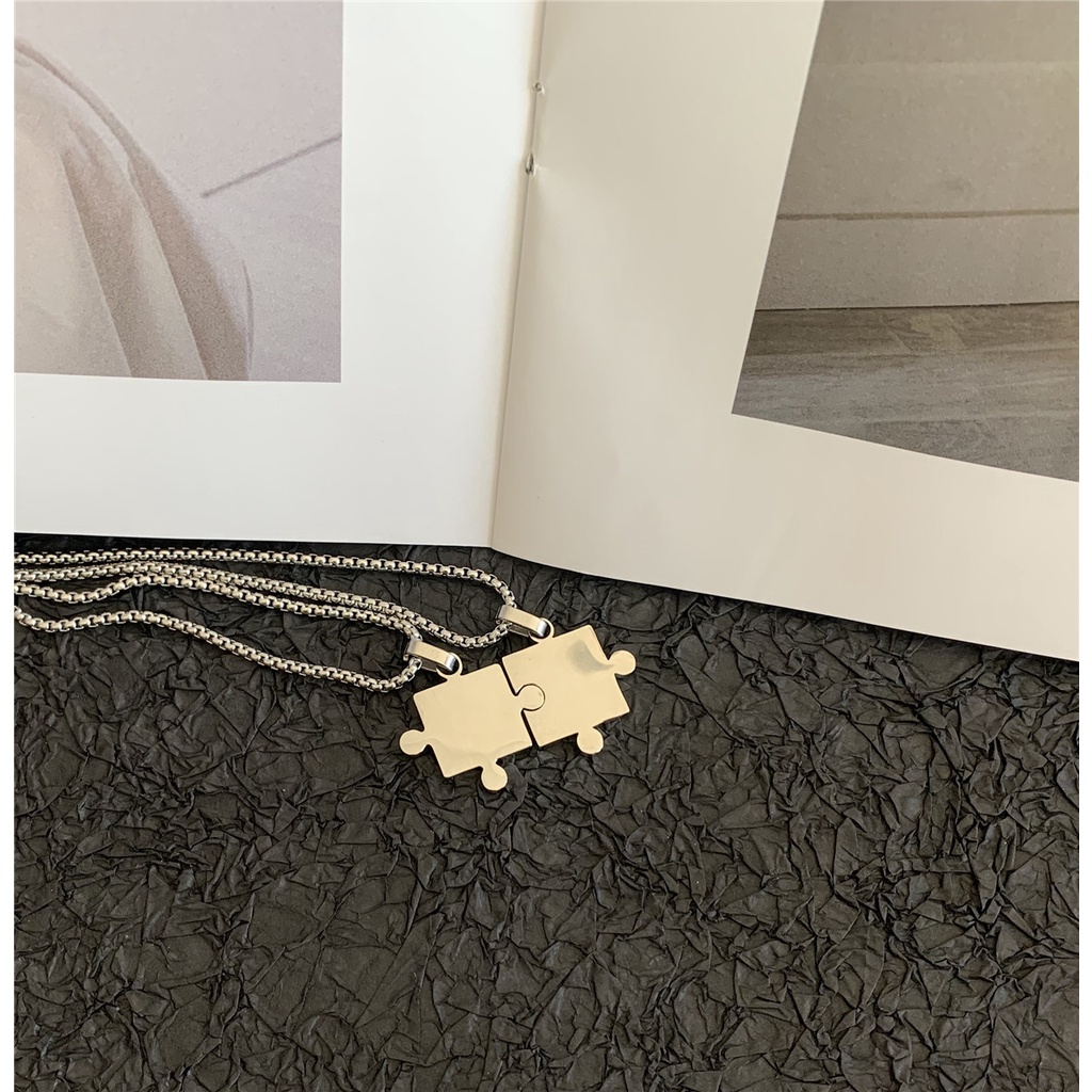 Couple Puzzle Necklace Accessories Jump Di Pendant Hip Hop Male Chain