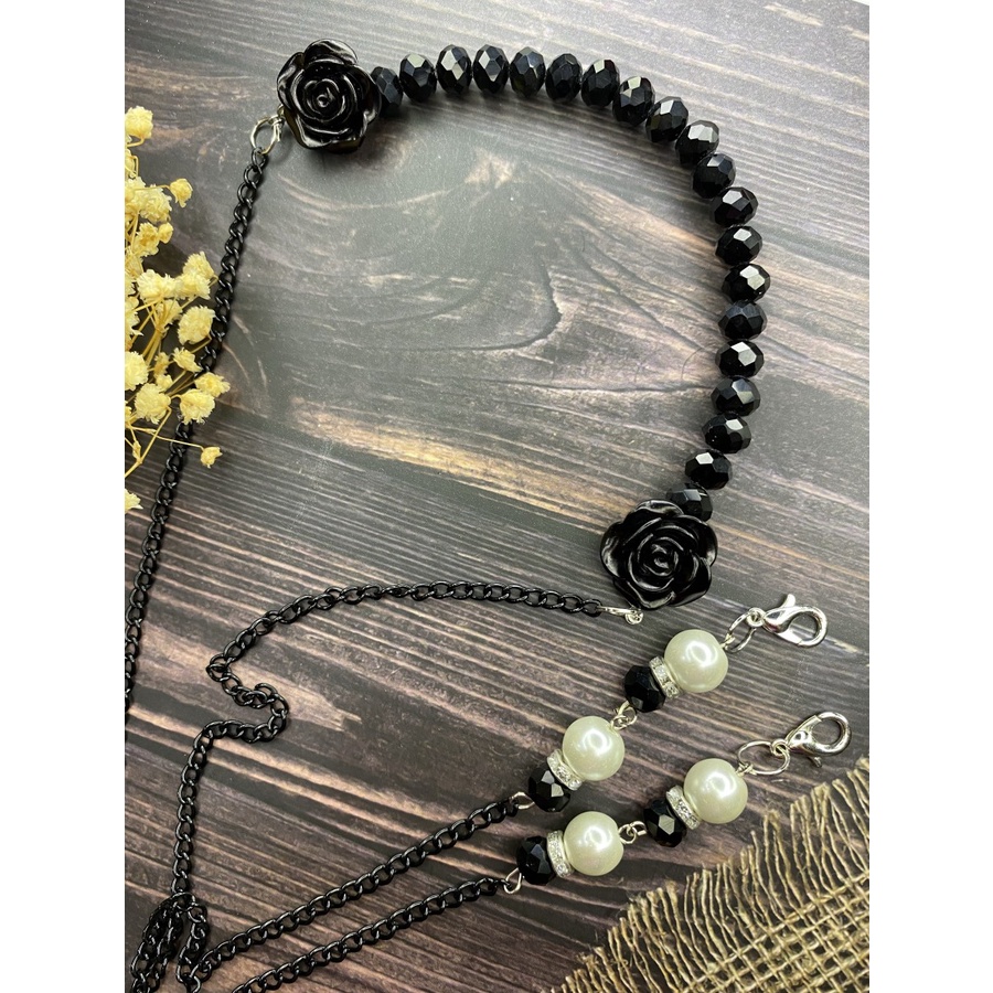 Strap Masker Rantai Hijab Bunga/Kalung Rantai Masker Hijab Bunga