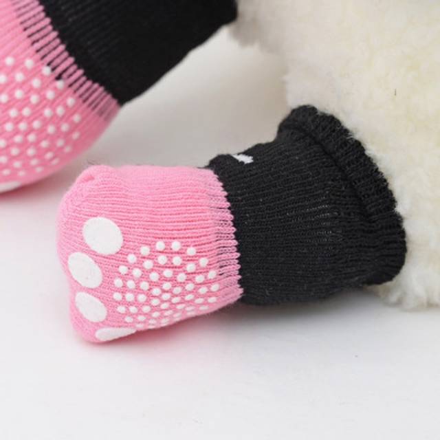 Ukuran S M L XL kaos kaki import pet anjing kucing lucu anti slip 4 pc