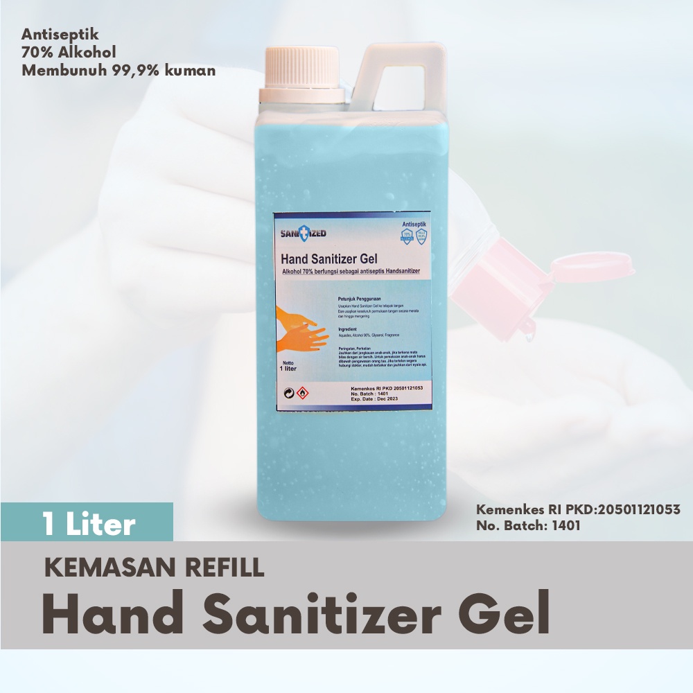 [READY STOCK] Hand Sanitizer Gel 1 Liter Izin Kemenkes Handsanitizer Refill Gel