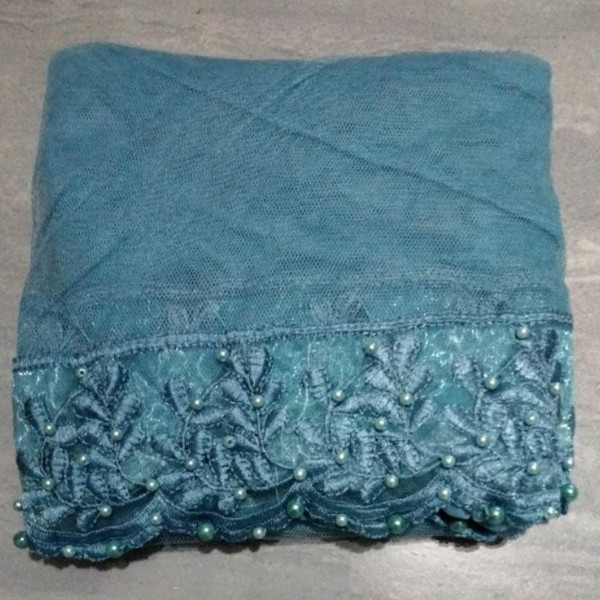 Veil Pengantin Renda Mutiara / Slayer Pengantin Renda Mutiara-BABY BLUE