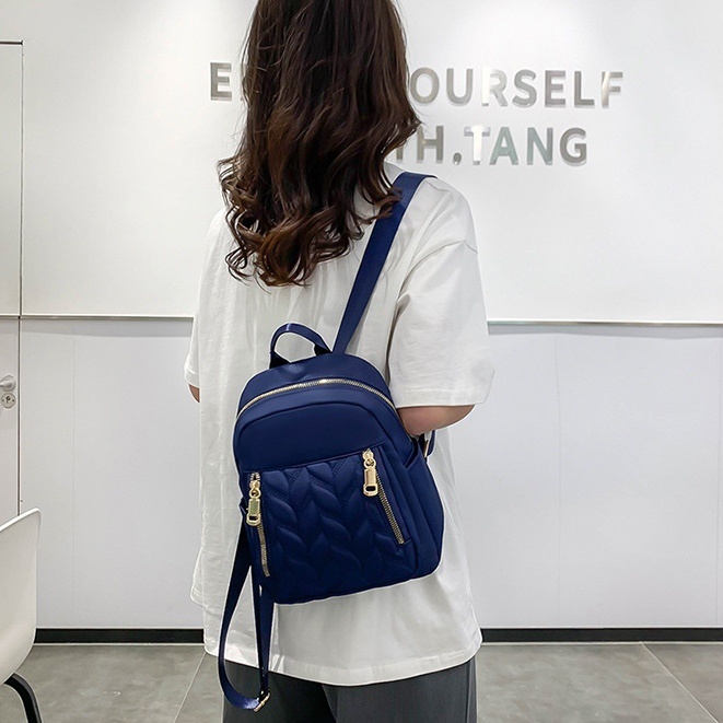 TAS RANSEL WANITA BACKPACK CEWEK ANTI AIR NAVY KOREA REMAJA GENDONG PUNGGUNG IMPORT TA589N1 KANLAYA SEKOLAH KULIAH KERJA KEKINIAN MURAH PREMIUM BATAM
