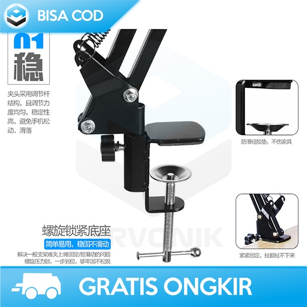 STAND ARM LAZYPOD MICROPHONE CONDENSER BM 8000 TAFFSTUDIO D6 ORIGINAL