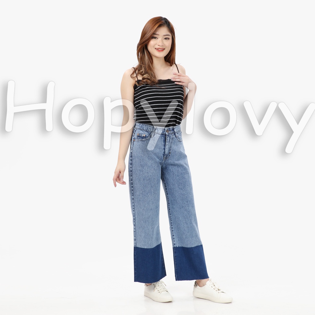 HOPYLOVY Celana Kulot Jeans Boyfriend Jeans Gradasi Ombre Unfinished Tavisha